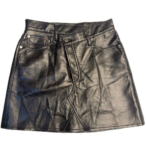 Agolde Shiny Black Mini Skirt - Picture 2 of 5